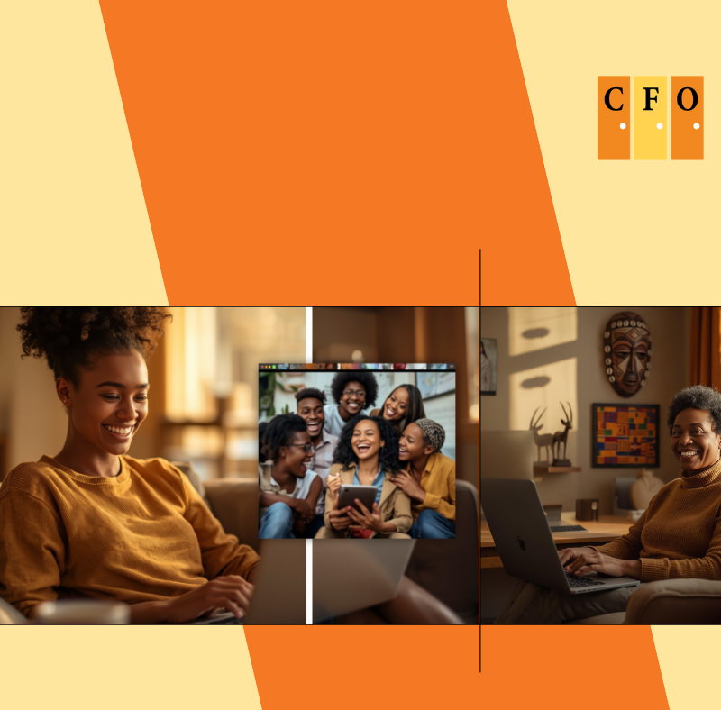A person connecting with a virtual peer support group from home, supported by CFO's online recovery and wellness programs.
